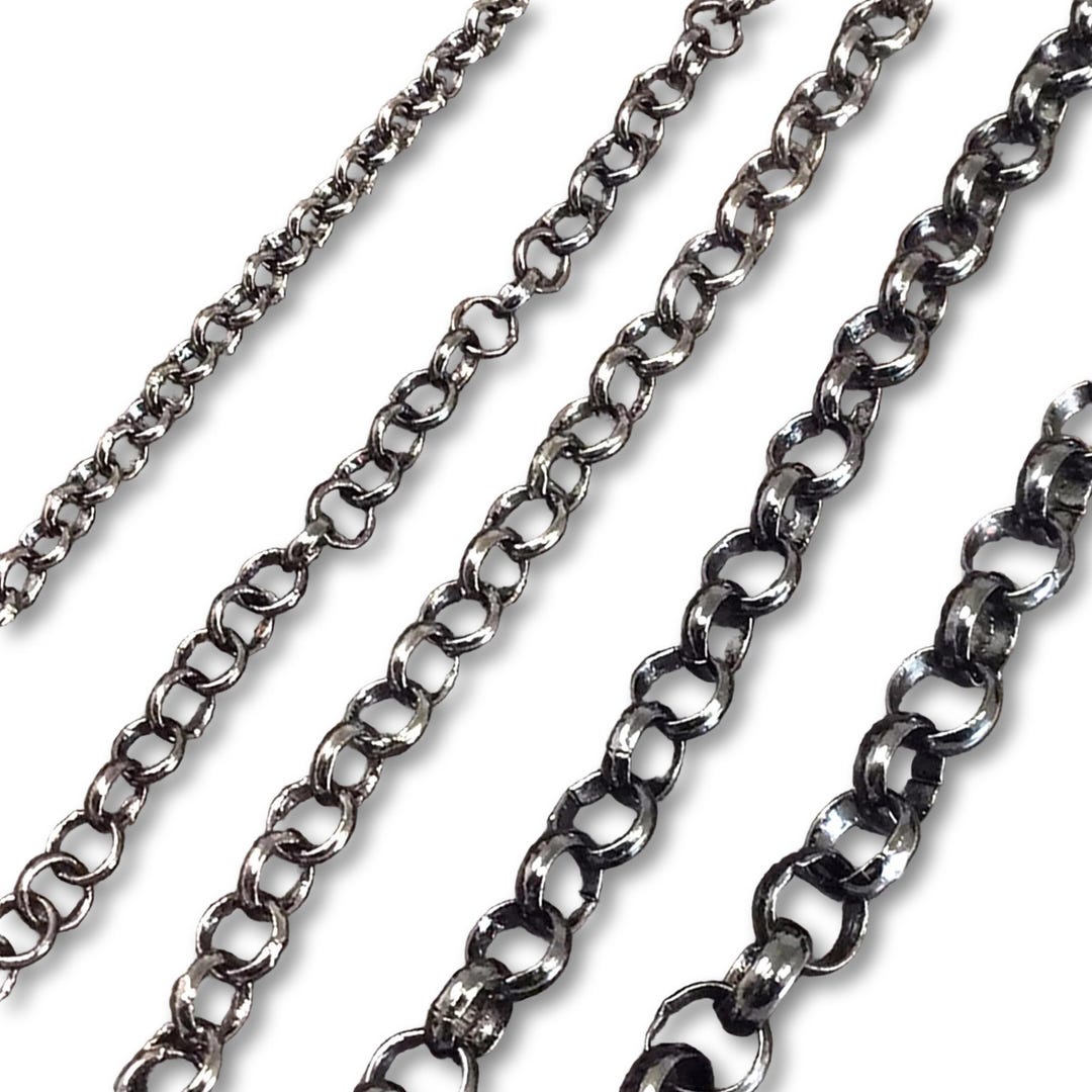 Gunmetal Black Rolo Chain, Soldered Copper Based Round Links (3-7mm ...