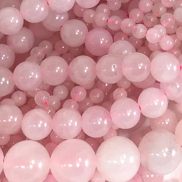 Pink Rose Quartz Beads AA Crystal Natural Gemstone Round Loose Bead 3mm 4mm 6mm 8mm 10mm 12mm 15" Strand
