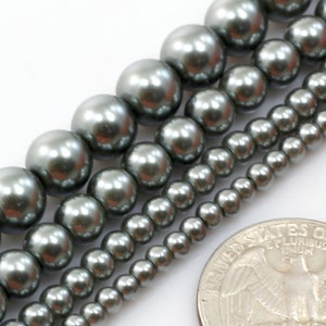 Pristine Tahitian Glass Pearl Beads 3mm 4mm 6mm 8mm 10mm 12mm 14mm 15&quot; Strand Jewelry Making Supplies Necklace, Bracelet, Earrings #16