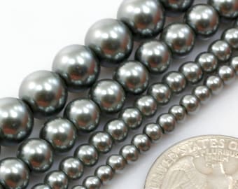 Pristine Tahitian Glass Pearl Beads 3mm 4mm 6mm 8mm 10mm 12mm 14mm 15" Strand Jewelry Making Supplies Necklace, Bracelet, Earrings #16