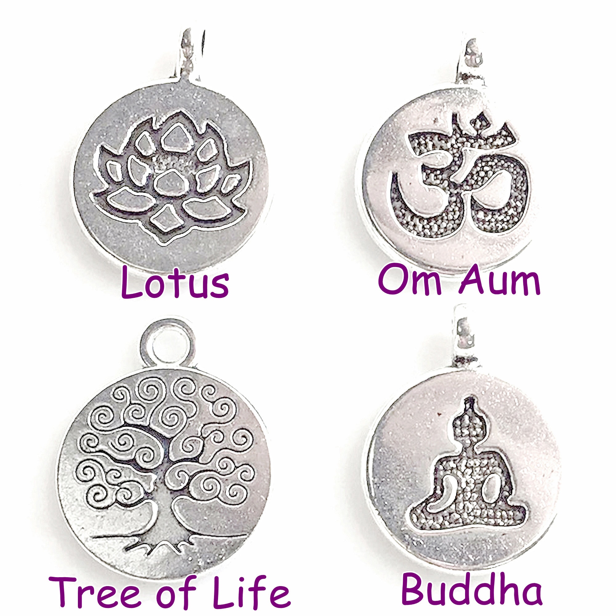 Collier Pendentif Ohm Bouddha Lotus Argenté - Chaîne Vintage Filigrane 50cm