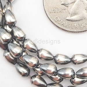 4x6mm Teardrop Navajo Pearls  .925 Sterling Silver Pearl Spacer Beads, Handmade Seamed Beads for Jewelry Making