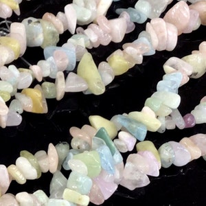 Morganite Chip Beads Natural Gemstone Assorted 32&quot; Full Strand Irregular Nugget Freeform Small Gemstone Crystal Chips Necklace