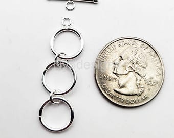 9mm Sterling Silver Toggle Clasp Set | Adjustable 3-Ring Connector