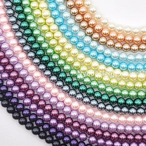 3mm Glass Pearl Beads 15&quot; strand 3mm Round Beads Pearl Jewelry Wedding Pearl Jewelry Making Supplies Necklace, Bracelet, Earrings