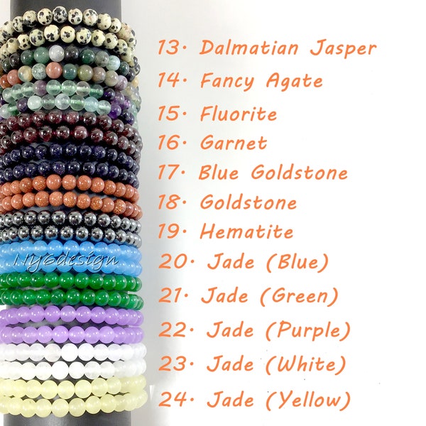 8mm Gemstone Bracelet: Handmade Beaded Crystal Healing Energy 7.5"