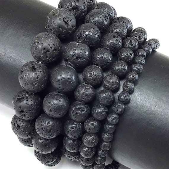 Black Lava Round Bead Stretch Bracelet Black Lava Round Bead Stretch Bracelet