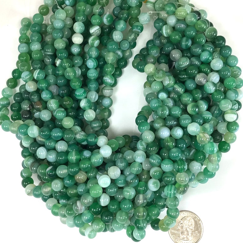 Ever Green Agate Stripe Bead Gemstone Round Loose Beads 4mm 6mm 8mm 10mm 12mm 15 Strand image 8