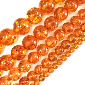 Imitation Yellow GoldAmber Resin Man made Smooth Round Loose Beads 15&quot; inches Full Strand Bulk Lot 4mm 6mm 8mm 10mm 12mm Beading Supply