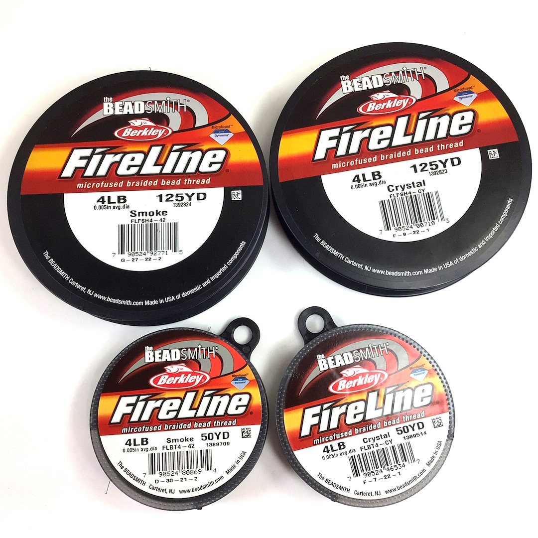 Beadsmith Fireline Beading Thread, 4LB – Crystal & Smoke 15/50/125 Yard ...