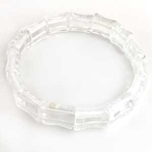 Gemstone Crystal Quartz Bangle Double Drill Bamboo Pillow Shape Beads Gemstone Men & Women Bangle Handmade Stretch Bracelet fit 6.0&quot; -7&quot;