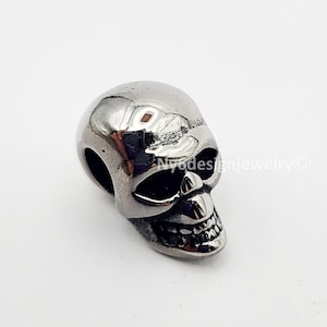 Stainless Steel Big Hole Beads Skull 14x12x9mm Charms – Pandora Style Spacer Beads for DIY Jewelry Making