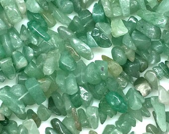 Green Aventurine Chip Beads, 32" Full Strand, Small Crystal Nuggets