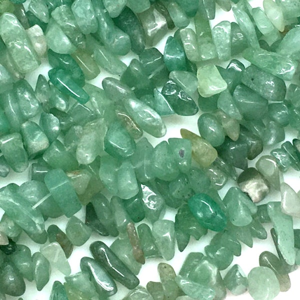 Natural Green Aventurine Jade Chip Beads Assorted Stone 32" Full Strand Irregular Nugget Freeform Small Crystal Chips Necklace Bulk