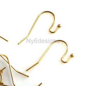 Light Gold Earring Hooks 22mm – Ball End Earwires for Jewelry Making, 20pcs Earring Findings, Perfect for DIY and Handmade Earrings
