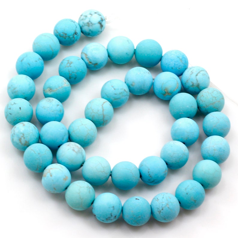 Full inch Strand Jewelry Necklace Bracelet Frosted Bead USA Gemstone Blue Magnesite Turquoise Matte Round Loose Beads 15 4 6 8 10 12