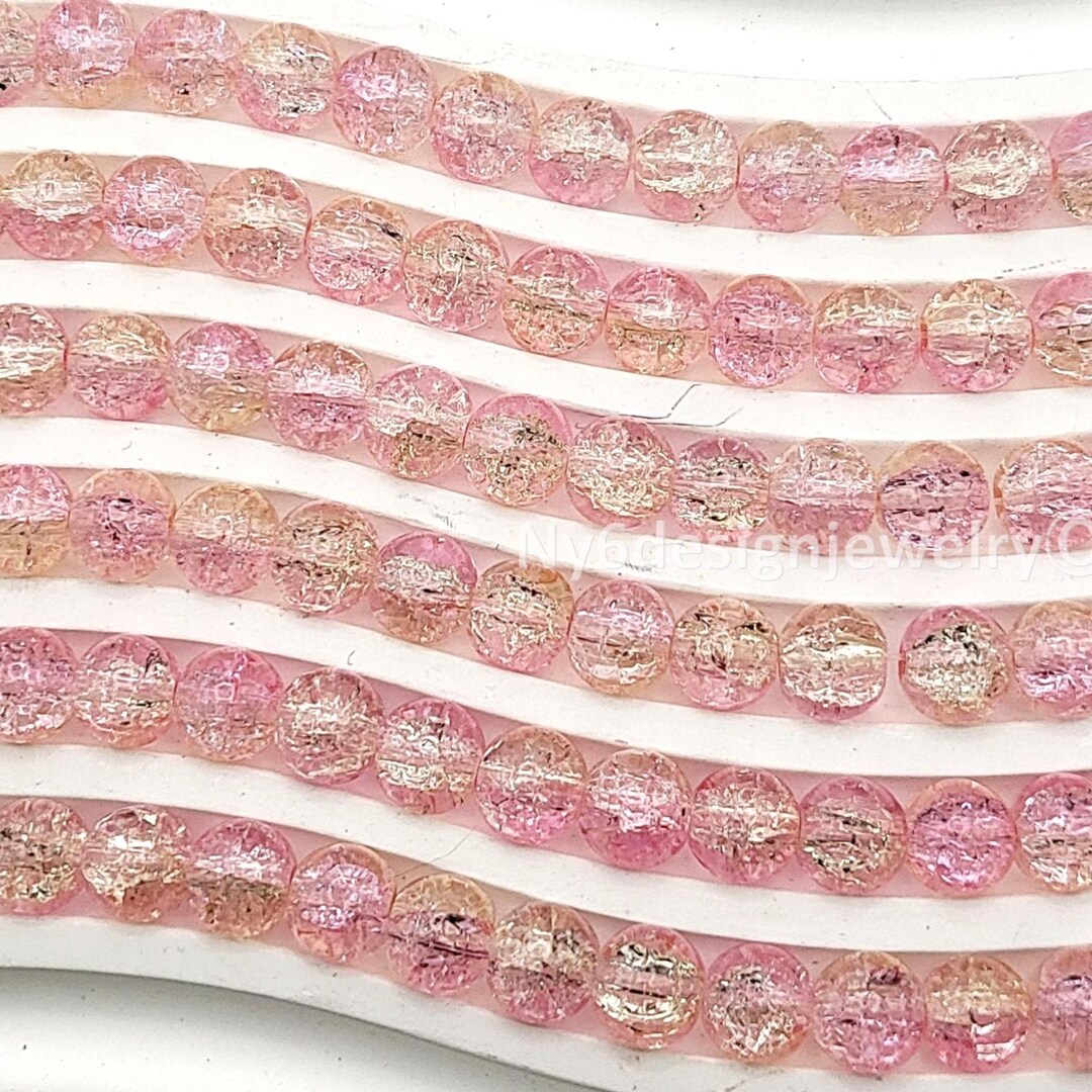 Rose Pink Lampwork Glass Beads • Round Crystal Jewelry Making, 8mm 15 ...