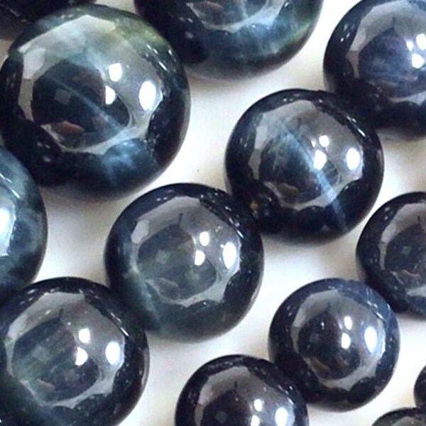 thumbnail image 2 of Natural Hawk Eye Gray Blue Tiger Eye Round Loose Beads – Grade AAA Gemstone, Sizes 5-12mm 2 of 11