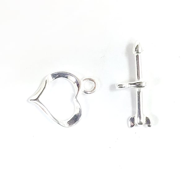 Sterling Silver Toggle Clasp Fancy Heart Toggle with Arrow 13mm Connector Attach Clasp Findings REAL 925 Stamped Toggle Clasp