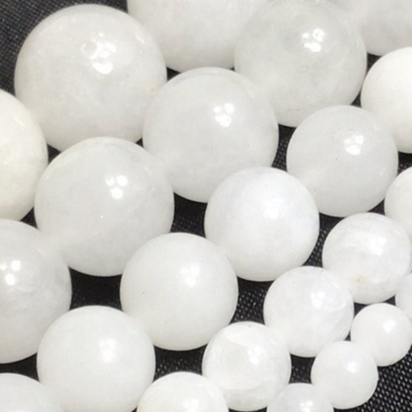 Natural White Jade Bead Grade AA Gemstone Round Loose Beads 4mm 6mm 8mm 10mm 12mm 15" Strand