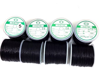 Black Elastic Beading Cord, Jewelry Making Thread (0.5-1.0mm)