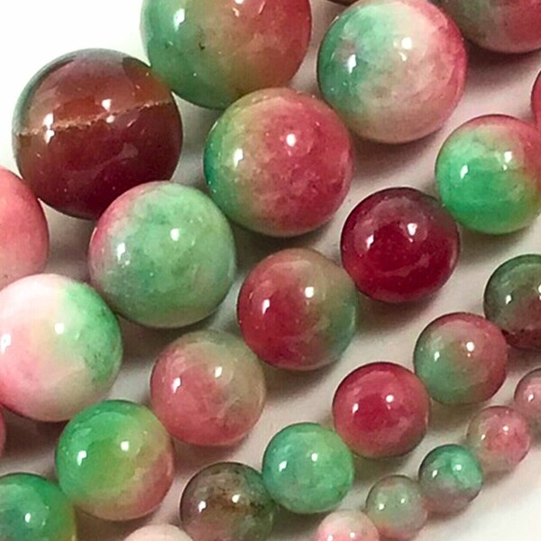 Watermelon Jade Beads AA Natural Gemstone Round Loose Beads 4mm 6mm 8mm 10mm 12mm 15" Strand