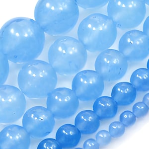 Light Blue Jade Round Beads Beautiful AA Natural Gemstone Bead Blue Jade Bracelet Making 4mm 6mm 8mm 10mm 12mm 15&quot; Strand