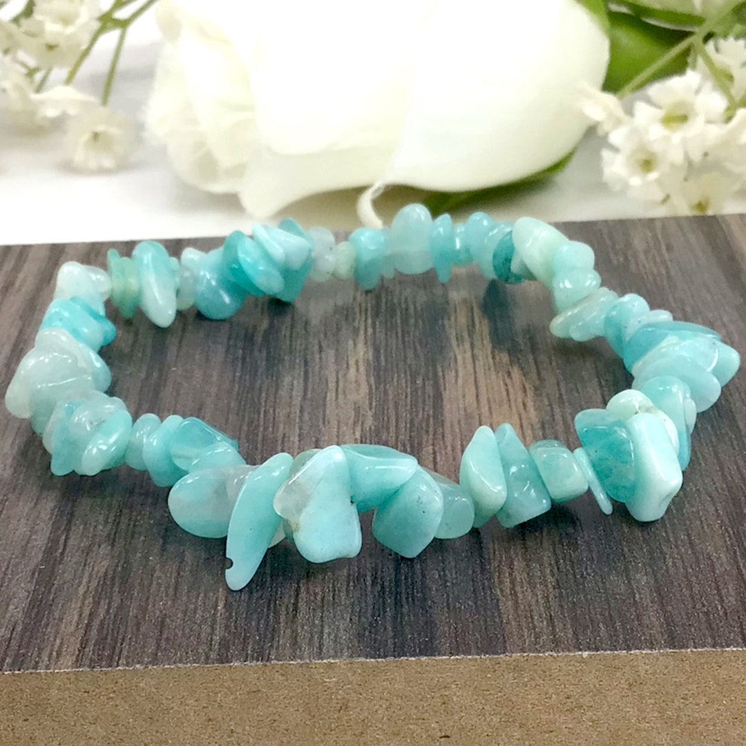 Russian Amazonite Chip Bracelet, Healing Crystal Gemstone, Handmade ...
