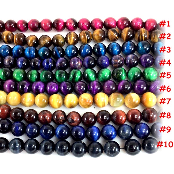 AA Purple Tger Eye Round Beads Gemstone 15" Strand 4mm 6mm 8mm 10mm