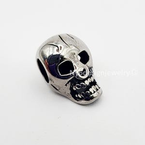 Stainless Steel Big Hole Beads Skull 14x10x9mm Charms – Pandora Style Spacer Beads for DIY Jewelry Making