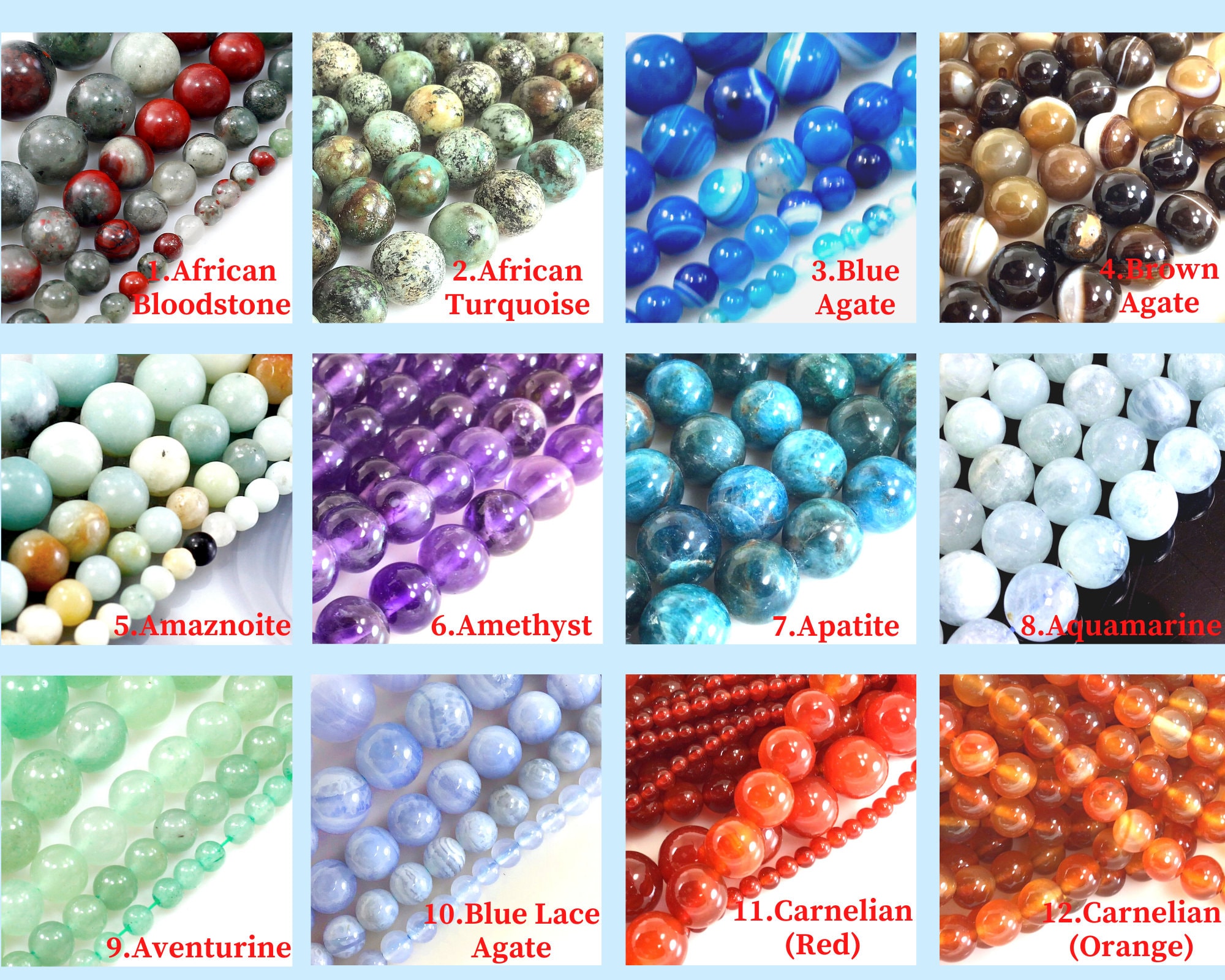 8mm Gemstone Round Beads High Quality Natural Crystal Stone Loose Bead Wholesale 15 Beading Bracelet Jewelry Making Etsy Denmark