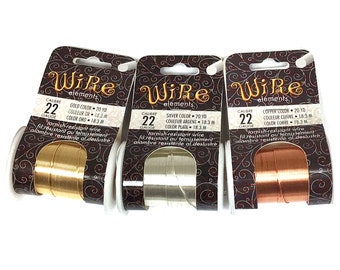 22ga Beadsmith LACQUERED Tarnish Resistant Jewelry Craft Wire, Gold, Silver, Copper, 20 Yard
