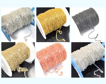 Bulk Cable Chain, Copper Based, Silver, Gold, Gunmetal, Sold by FT