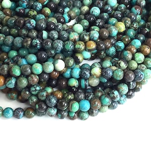 Natural Turquoise Round Bead 4mm Genuine AA Turquoise Blue Green Loose Bead 15&quot; High Quality Turquoise Jewelry