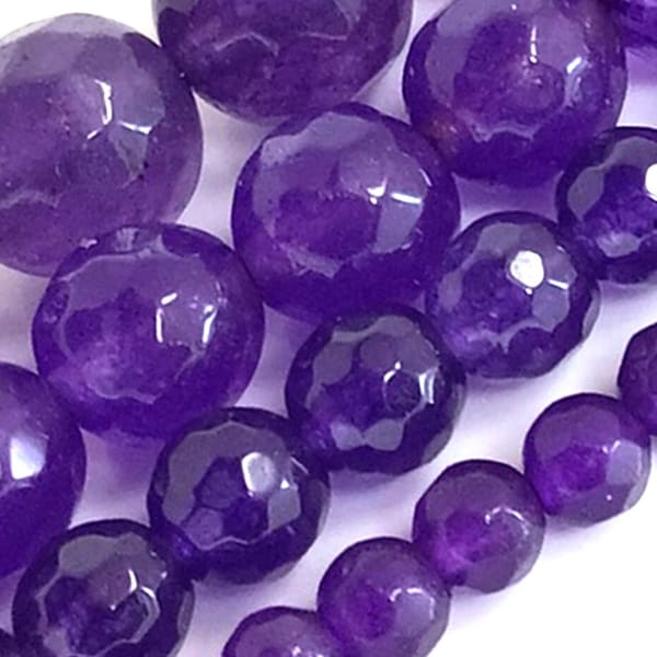 Gemstone Jade Purple Jade Faceted Round Loose Bead 15" inch strand 4mm 6mm 8mm 10mm Jewelry Making Necklace Bracelet Gift for her