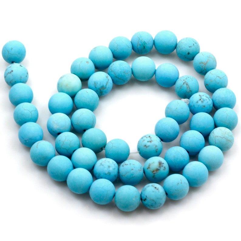 Full inch Strand Jewelry Necklace Bracelet Frosted Bead USA Gemstone Blue Magnesite Turquoise Matte Round Loose Beads 15 4 6 8 10 12