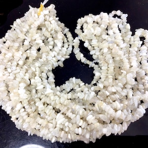 White Moonstone Chip Beads, 32" Freeform Gemstone Crystal Strand image 7