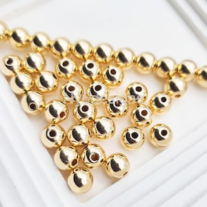 6mm 14K Gold Filled  Seamless Round Beads 10PCS– 1.5mm hole Bright Yellow Gold Spacer Beads for Jewelry Making – Made in USA