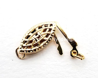 14K Gold Filled Filigree Necklace Clasp, Fish Hook (14x6mm)