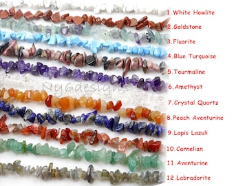 70 Natural Gemstone Chips Beads Assorted Stone 32 Strand Crystal