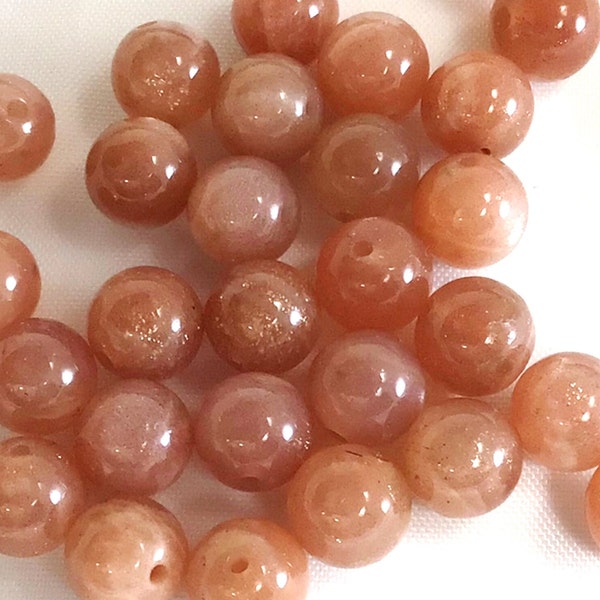 Natural Peach Moonstone Round Beads AA Gemstone Smooth Loose Bead 4mm 6mm 8mm 10mm 12mm Sold by PCS 10 20 50 100 Wholesale Bulk