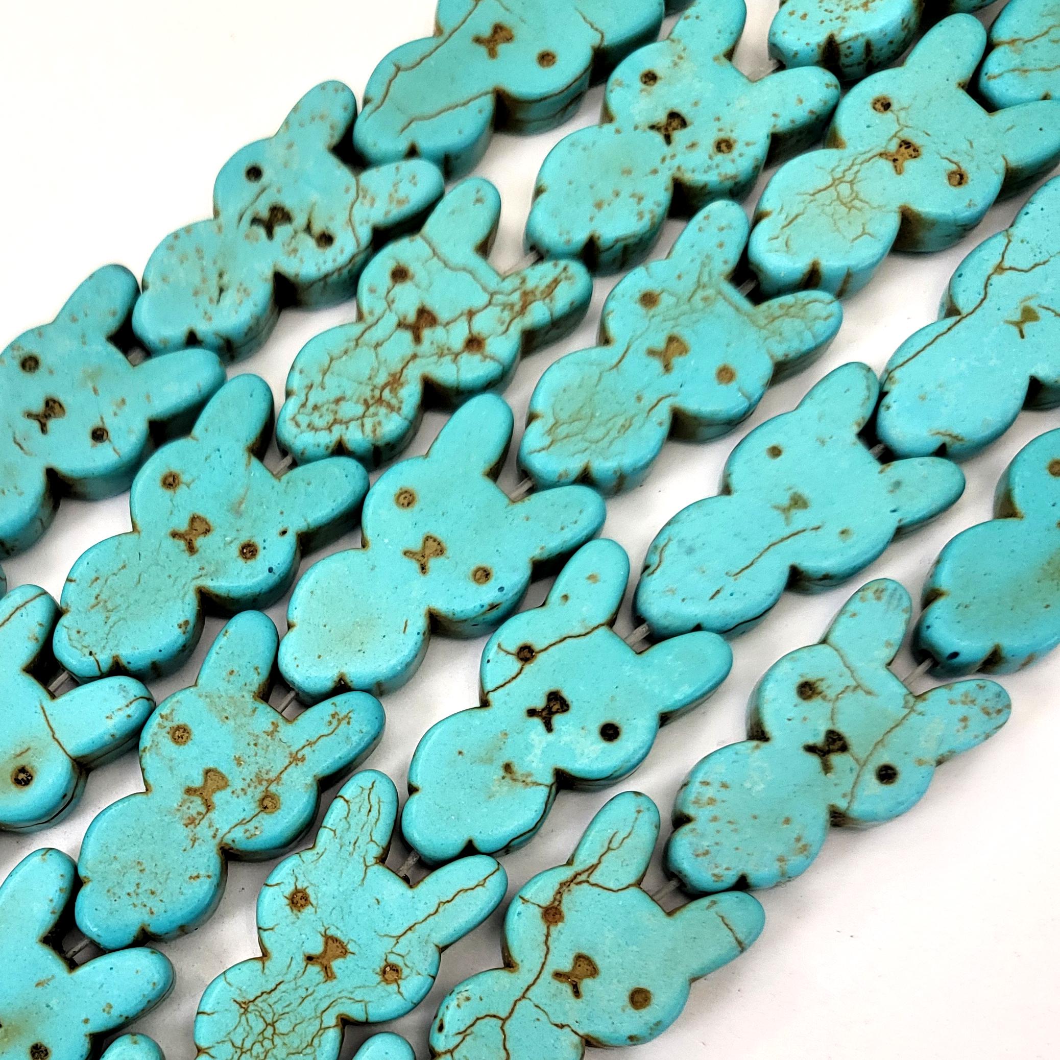 Tourquoise Rabbit Turquoise Rabbit Beads, Zuni Style, Animal Charms 27x15mm (16pcs) - Etsy
