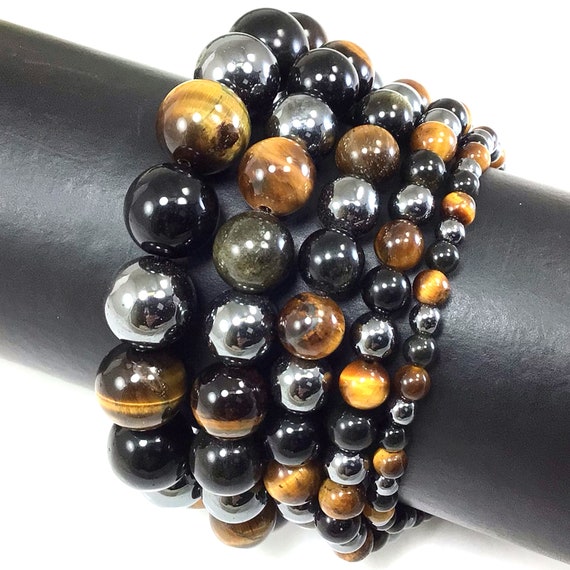 Hematite Elastic Bracelet - 6mm & 8mm Beads