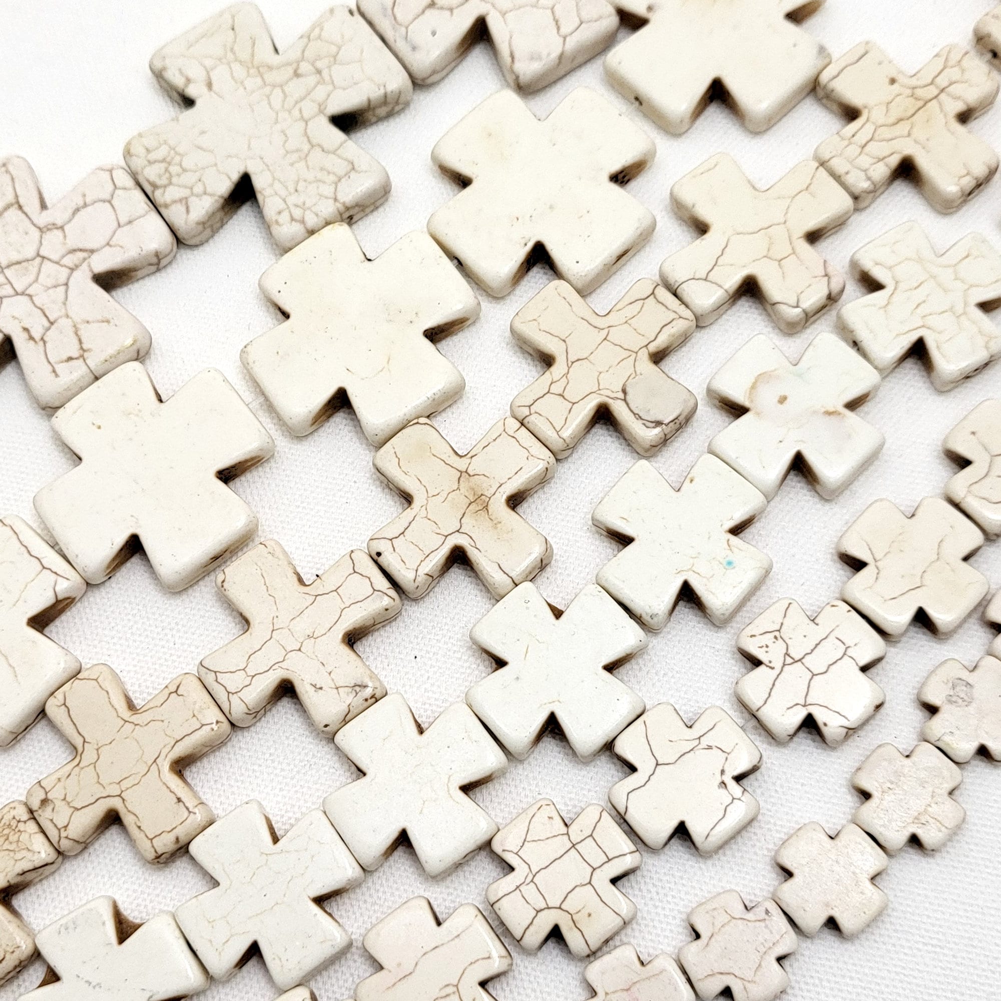 White Howlite Cross Bead Large Greek Equal Cross Square Howlite ...