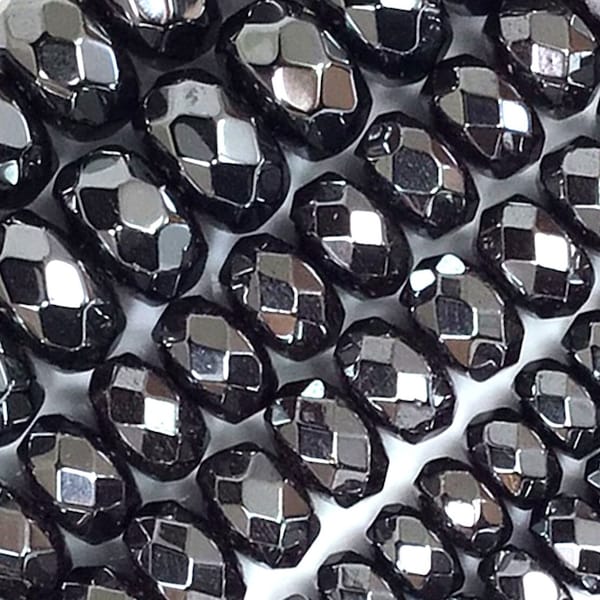 Faceted Hematite Rondelle Beads 3mm 4mm 6mm 8mm 10mm Diamond 15" Strand Micro Cut Sparkling Gemstone Shiny Hematite Jewelry Necklace Making