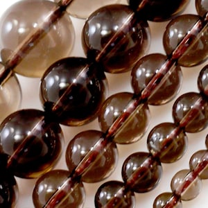 Smoky Quartz Beads Genuine AA Natural Gemstone Round Loose Beads 4mm 6mm 8mm 10mm 12mm 15&quot; Strand Transparent Brown