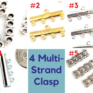 4 Multi-Strand Clasp | Necklace Clasp Detangler Clasp | Tube Strand | Jewelry Findings Jewelry Bracelet Design Silver Gold pewter Bulk