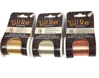 16ga Beadsmith LACQUERED Tarnish Resistant Jewelry Wire - Gold, Silver, Copper, 8 Yard