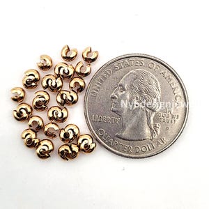 3mm Light Gold Crimp cover Spacer Beads –Jewelry Findings for DIY Necklace Bracelet, Craft Supplies, Beading Accessories