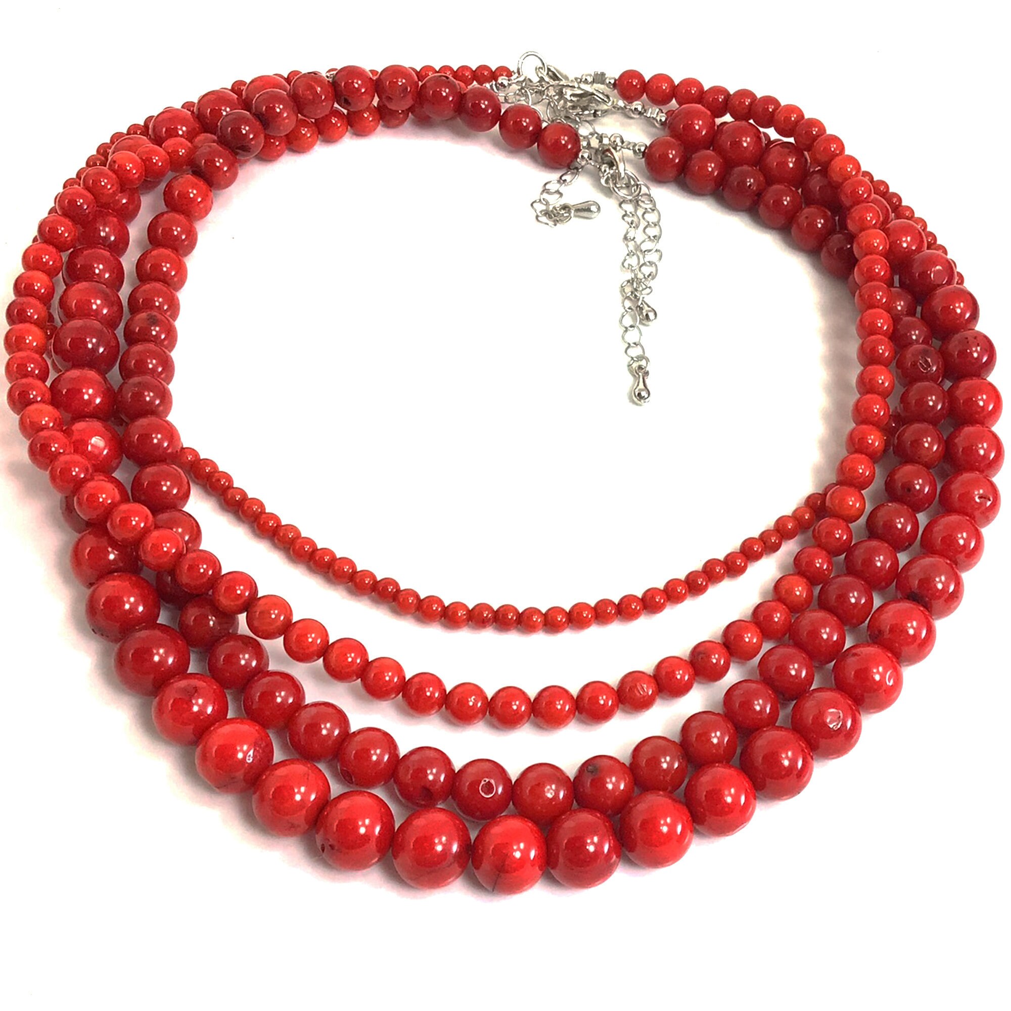 Red Coral Necklace Gift Gemstone Red Coral Beaded Healing Crystal 